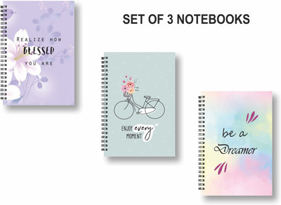 ROT RIX combo of 3 Notebooks A5 Diary Unruled 144 Pages(Purple, Multicolor, Pack of 3)