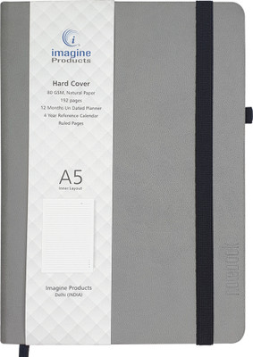 imagine Products Hard Cover Undated 12 Month Diary/Planner A5 Notebook Rulled 192 Pages(Grey)