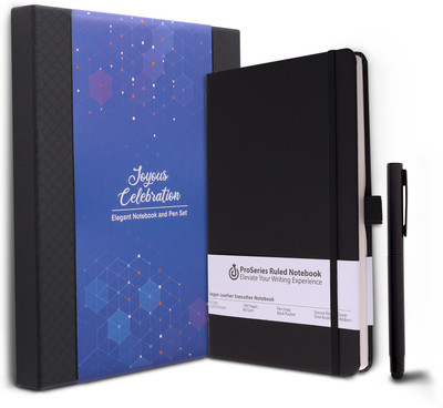 Doodle Undated Executive Gift Set | Vegan Leather Notebook + Stylish Pen with Stylus | A5 Notebook Beautifully packed in an Elegant Gift Box (Notable Gift Set 3) | Ruled 192 Pages(Black)