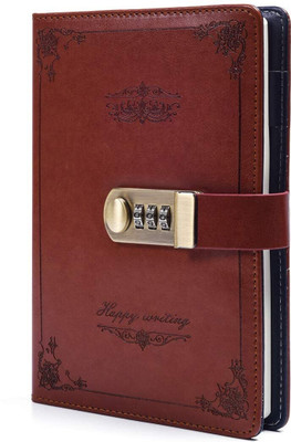 Atha Diary with Lock A5 PU Leather Journal Personal Organizer Diary Book A5 Notebook Signal Line 192 Pages(Multicolor)