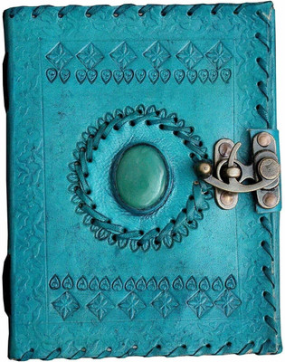 Anshika International Artificial Journal Writing Notebook Unique Design Handmade Embossed Travel Diary with Classic Style and Formate - Blue Regular Diary Unruled 100 Pages(Blue)