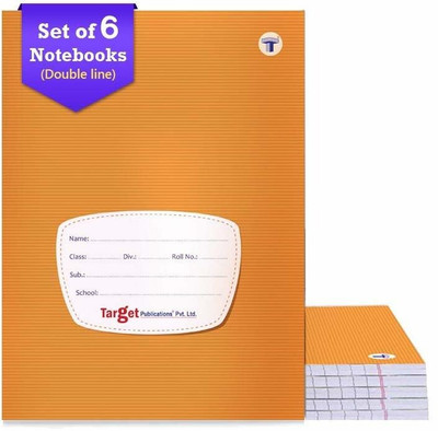 Target Publications Double Line Small Notebooks |18 x 24 cm Approx | Writing Copy |GSM 58| Pack of 6 Regular Notebook Ruled 172 Pages(Brown, Pack of 6)