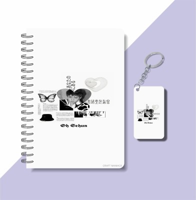 craft maniacs 2023 KPOP EXO DIARY + KEYCHAIN A5 Notebook RULED 160 Pages(Multicolor)