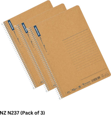 Maruman Spiral Note BASIC A5 Note Book 6.5 mm ruled 80 Pages(White Smooth Japanese Paper, Hard Tan Kraft Cover, Pack of 3)
