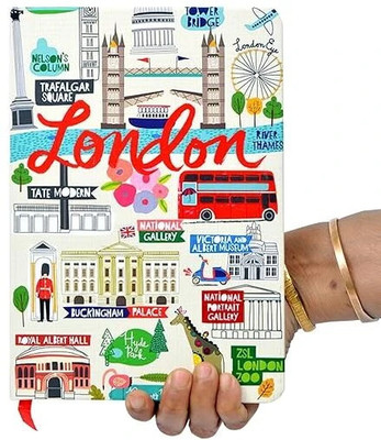 Memorys Ribbon Bookmark Notebook With Rounded Corners 148mmX210mm, 80 GSM A5 Diary Ruled 240 Pages(London Love)