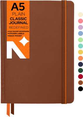 NEORAH Unruled Journal Notebook - 110 GSM - Office Hardcover Notebook A5 Note Book Plain 160 Pages(Brown)