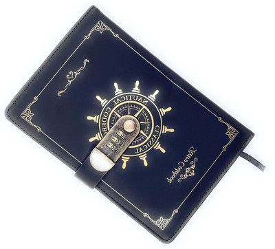 AQUABUCKET A5 Retro Secret Notebook, Notepad Notebook (Rudder Design), PU Leather with Lock A5 Diary Ruled 200 Pages(Black)
