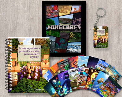 craft maniacs MINECRAFT GIFTING COMBO A5 Diary RULED 120 Pages(Black)