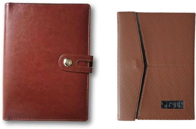 The Startup Bazaar Combo pack Lether Diary New Button Diary Office Diary B5 Diary 2024-2025 200 Pages(Brown, Brown, Pack of 2)