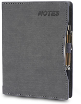Erminio Palamino Collection Hard Thermal Cover Corporate Note Book with Pen Holder | Regular A5 Notebook Ruled 134 Pages(Grey)