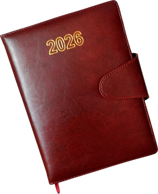 Excel PU Leather Finish Hard Bound Executive Notebook Diary 2026 Monthly Planner Regular Diary with Pen Holder (Cover Design may be Different) Ruled 344 Pages(Brown)