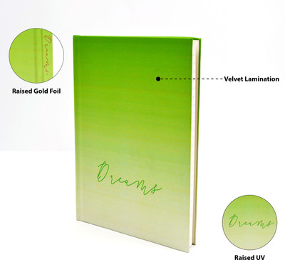 Memorys Dream Series A5 Hardbound Notebook Premium 80 GSM Natural Shade Paper A5 Diary Ruled 192 Pages(Green)