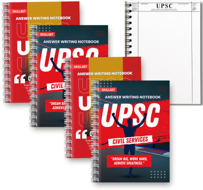 SKILLSET UPSC ANSWER WRITING COPY A4 Notebook 200 Pages(Multicolor, Pack of 4)