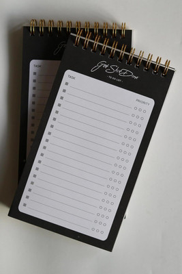 INNAXA Spiral To Do List Planners,Notepad A6 Note Pad Ruled 50 Pages(Black/White, Pack of 2)