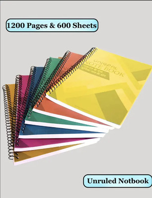 UNIQPAL Note book A4 Note Book Unruled 200 Pages(Multicolour hu, Pack of 6)