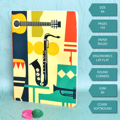 Memorys Softbound A6 Notebook With Rounded Corners (148mmX210mm), 80 GSM A6 Notebook Ruled 192 Pages(RETRO INSTRO)