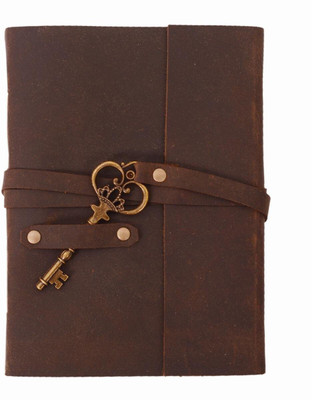 DI-KRAFT Handmade Classic Design Leather A6 Diary Unruled 200 Pages(Brown)