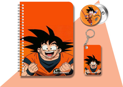 craft maniacs SON GOKU DIARY & 2 FREEBIE A5 Notebook RULED 120 Pages(Multicolor, Pack of 3)