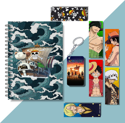 craft maniacs 2024 ONE PIECE DIARY & 6 FREEBIE BOOKMARKS & ONE KEYCHAIN A5 Diary RULED 160 Pages(Multicolor)