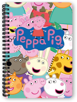 Goku Ki Dukan Peppa Pig School Notebook |Free Stickers A5 Diary Unruled 150 Pages(Mulitcolour)