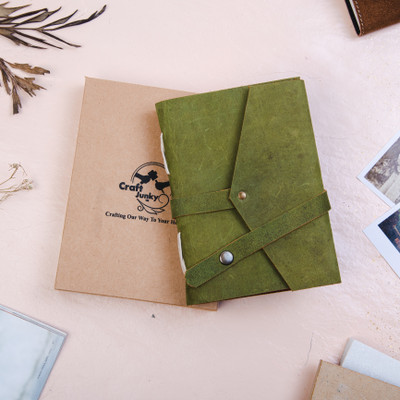 CRAFT JUNKY Handmade Leather journal diaries, lock A5 Diary Unruled 200 Pages(Green)