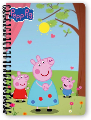 Goku Ki Dukan Peppa Pig School Notebook |Free Stickers A5 Diary Unruled 150 Pages(Mulitcolour)