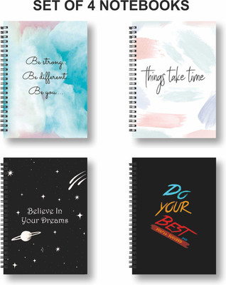 Papco Notebook A5 Diary Ruled 144 Pages(Black, Pack of 4)