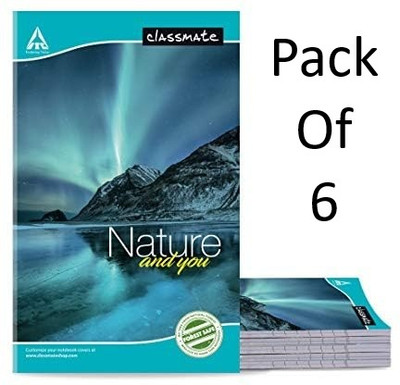 Classmate Long Notebook | Premium Quality | Single Line (size 27.2*16.7cm) Regular Notebook Ruled 116 Pages(Multicolor, Pack of 6)