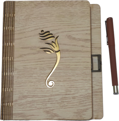 ShreeGanadhish Wooden Cover Ganesha Notebook / Planner | Gift set Regular Notebook Ruled 160 Pages(Multicolor)