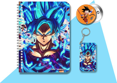 craft maniacs DRAGON BALL Z DIARY & 2 FREEBIE A5 Notebook RULED 120 Pages(Multicolor, Pack of 3)