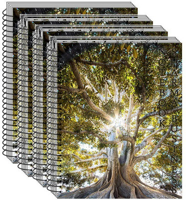 KRASHTIC Big A4 Spiral Unruled Notebook, 75 GSM Paper, Set of 4 (Tree) A4 Notebook Unruled 200 Pages(White, Pack of 4)