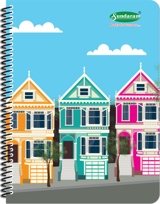 SUNDARAM Spiral Bound A4 Note Book Single Line 400 Pages(Multicolor, Pack of 12)