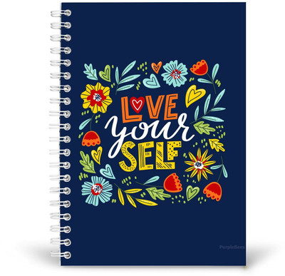 PurpleBees Love Your Self Flower Quotes Diary Motivational Notebook | A5 Notebook Plain 150 Pages(Multicolor)