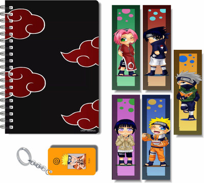 craft maniacs ANIME DIARY & FREEBIE BOOKMARKS WITH KEYCHAIN A5 Desk Planner RULED 160 Pages(Red)