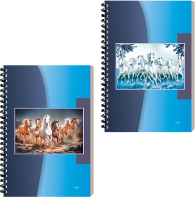 ESCAPER Seven Horse Notepad, Ideal for Journaling, Planning, Office Diary A5 Diary Ruled 160 Pages(Combo- B, Pack of 2)
