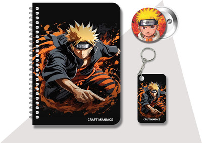 craft maniacs NARUTO DIARY & 2 FREEBIE A5 Diary RULED 120 Pages(Multicolor, Pack of 3)