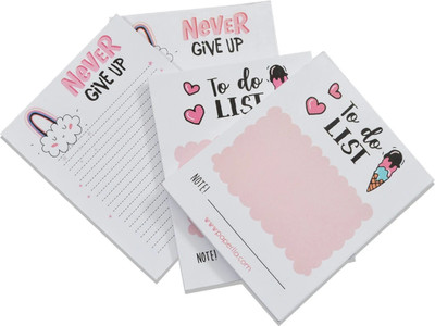 Flipkart SmartBuy Writing Notes Pads Small to-Do List Notepad Planning Notes Sticky Notes Pocket-size Note Pad Ruled 50 Pages(White, Pack of 4)