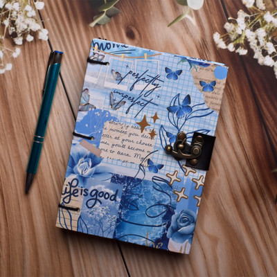 Al Zohra Handicraft Leather Cardboard Life Is Good Print Special Binding A5 Diary Notebook A5 Notebook Unruled 200 Pages(Multicolor)