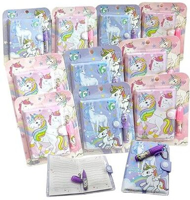 Tera13 unicorn diary for girls tich button A6 Notebook ruled 70 Pages(Multicolor, Pack of 12)