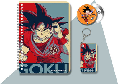 craft maniacs DRAGON BALL Z DIARY & 2 FREEBIE A5 Notebook RULED 120 Pages(Multicolor, Pack of 3)