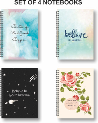 Papco Notebook A5 Diary Ruled 144 Pages(Yellow, Blue, Pack of 4)