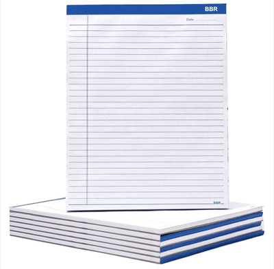 BBR Top Side Stapled & Hard Back A4 Note Pad Both Side Ruled 50 Pages(White, Pack of 5)