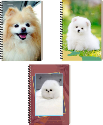 ESCAPER Dog Designer Notepad, Ideal Gift for Office, Travel, and Personal Use A5 Diary Ruled 160 Pages(Combo- E, Pack of 3)