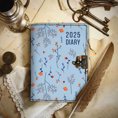DI-KRAFT 2025 Leather journal with antique lock pattern size 5*7 inches , 200 pages a003 A5 Diary unruled 200 Pages(multicoolor03)