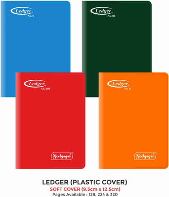 NEELGAGAN Ledger Pocket Size (No. 0), Soft Cover Plastic (PVC) (9.5 X 12.5cm) Regular Notebook Ruled 128 Pages(Multicolor, Pack of 5)