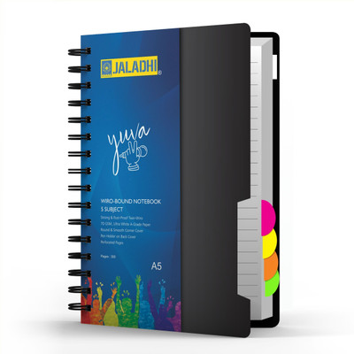 JALADHI A5 Notebook A5 Note Book Ruled 300 Pages(Black)