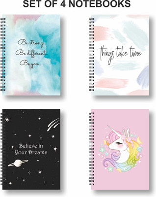 Papco Notebook A5 Diary Ruled 144 Pages(Pink, Pack of 4)