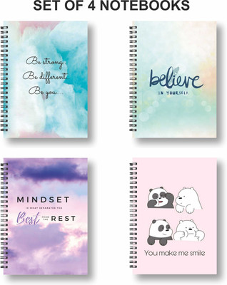 Papco Notebook A5 Diary Ruled 144 Pages(Pink, Pack of 4)