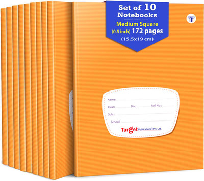 Target Publications Medium Square Ruled Notebooks | Square 0.5 inch | 172 Pages Jumbo Size | Hard Brown Cover | 15.5 cm x 19 cm Approx | Maths Exercise Small Grid Notebooks | Pack of 10 Books | GSM 60 Regular Notebook Ruled 1720 Pages(Brown, Pack of 10) Target Publications Medium Square Ruled Notebooks | Square 0.5 inch | 172 Pages Jumbo Size | Hard Brown Cover | 15.5 cm x 19 cm Approx | Maths Exercise Small Grid Notebooks | Pack of 10 Books | GSM 60 Regular Notebook Ruled 1720 Pages(Brown, Pack of 10)
