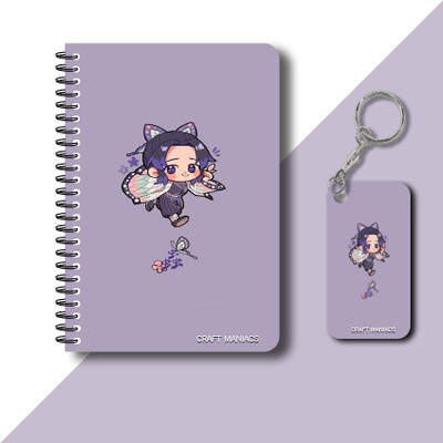 craft maniacs DEMON SLAYER DIARY & KEYCHAIN A5 Notebook RULED 160 Pages(Multicolor)